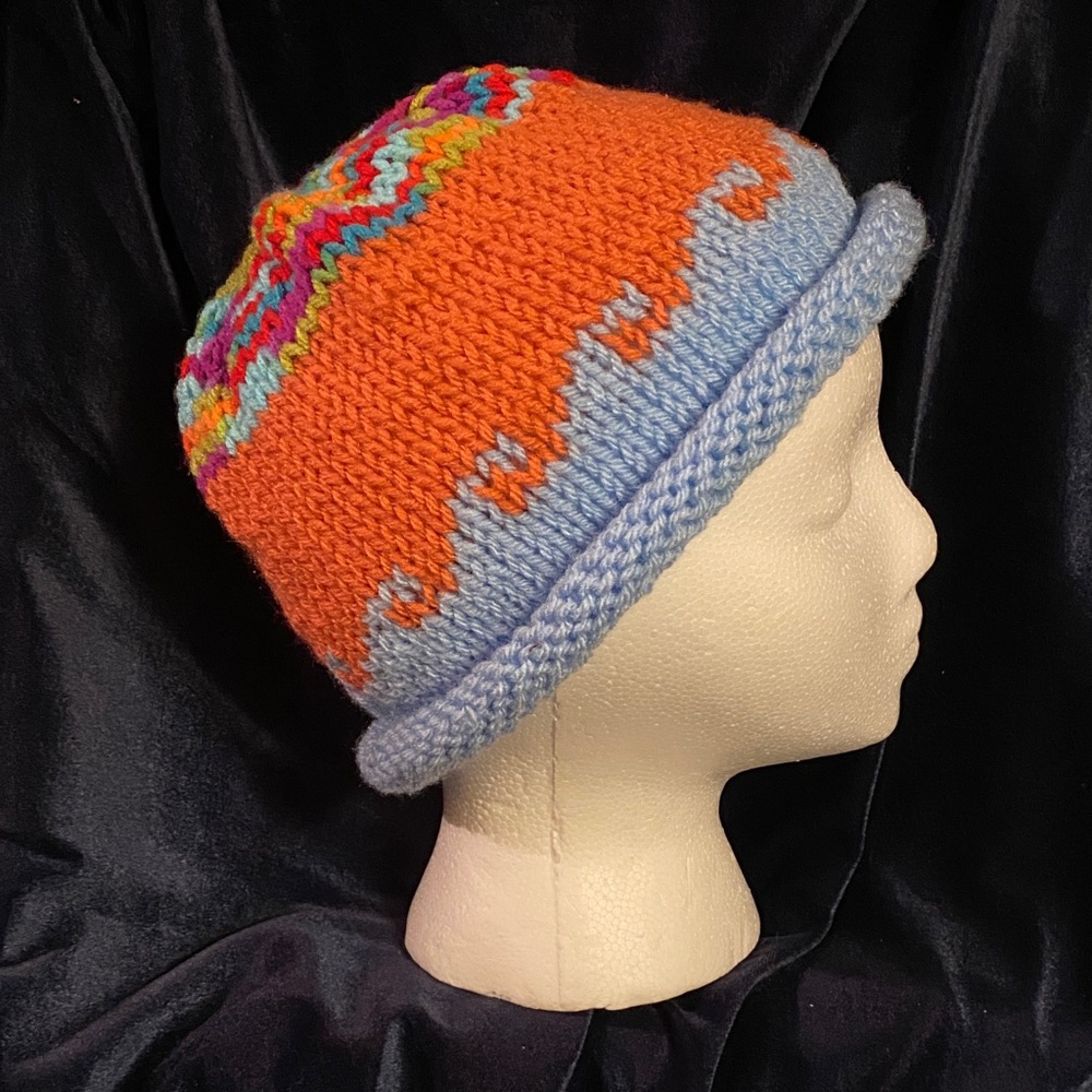 ‘Waves at Sunset’ Knit Beanie Hat - one size fits all